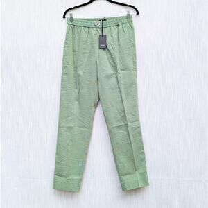 Seventy Pants Womens IT42/S Blue/Green Striped Cotton/Silk Mid-rise Ankle NWT